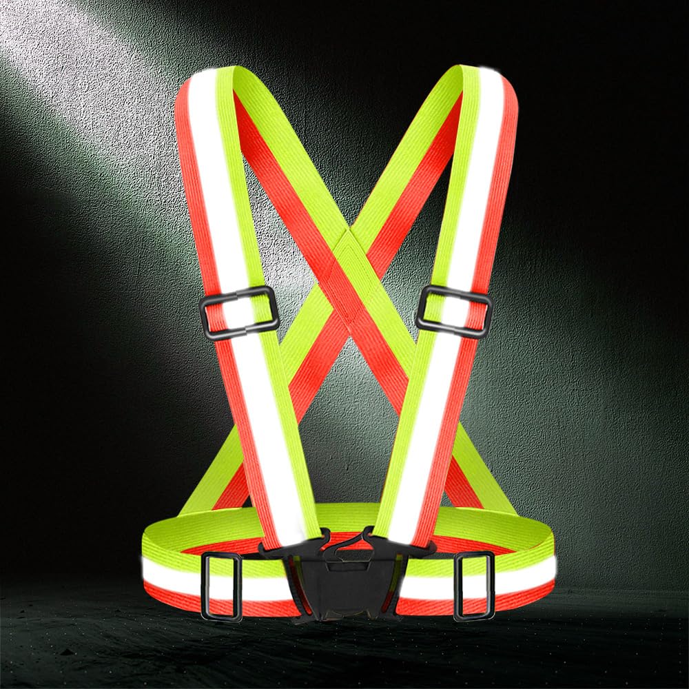 Fepdiu High Visibility Reflective Vest Safety Vest Running Reflective Gear Adjustable Reflective Vest for Walking,Jogging,Hiking,Night Cycling (Red)