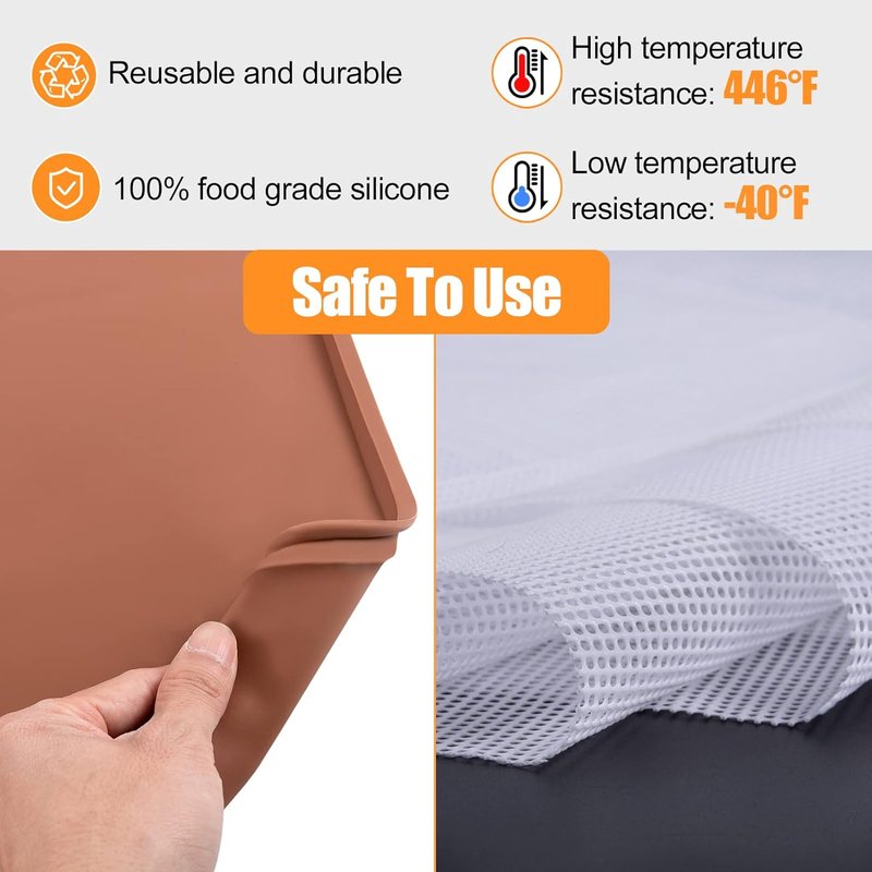 Silicone Dehydrator Mats & Mesh Sheets - Reusable Non-Stick Tray Liners for Fruits, Meat, Vegetables | Pack of 10