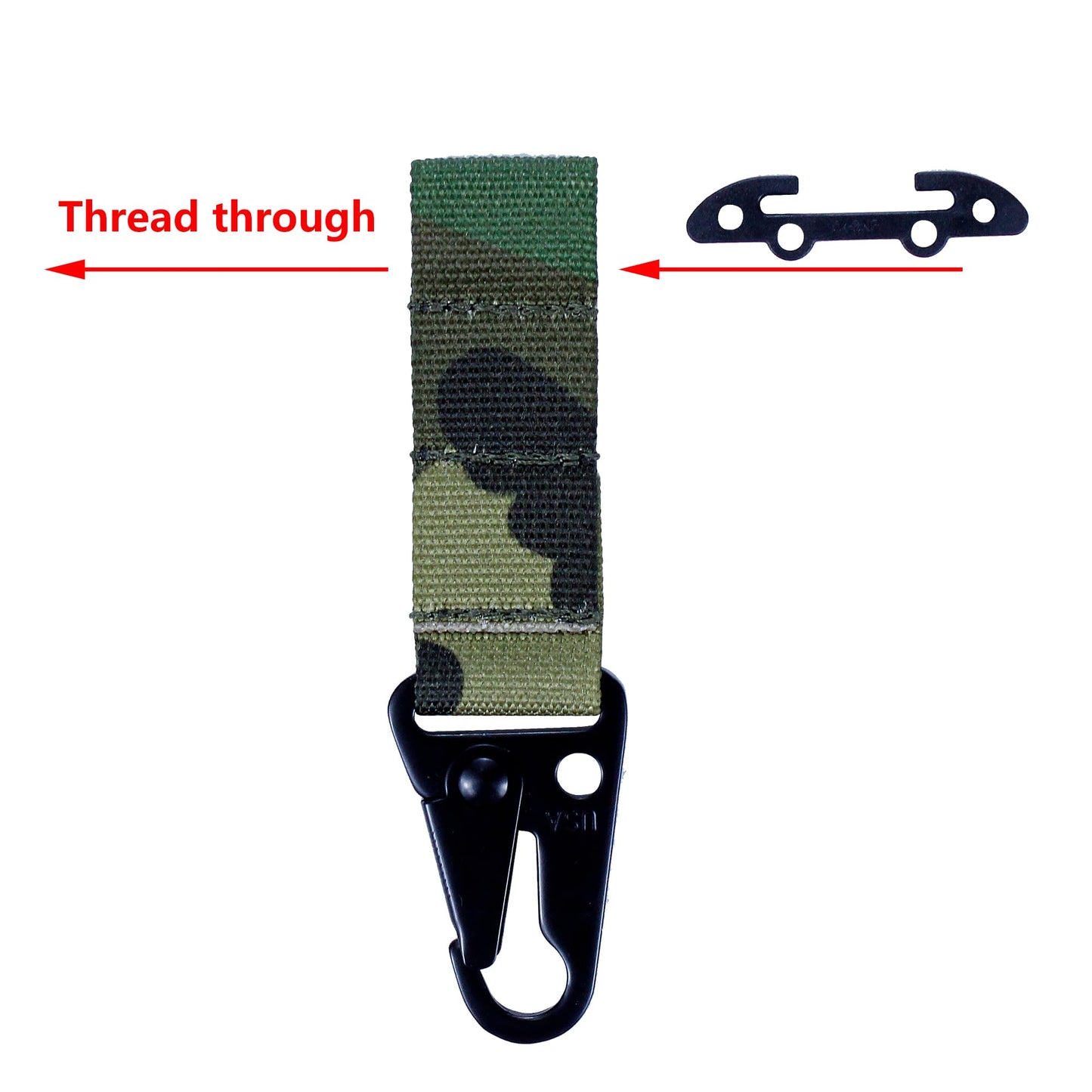 Tactical Gear Clip Clash Hook Hanging Carabiner T-Mount MOLLE Webbing Battle Belt Clip Metal Key Holder Vest Accessories (Woodland Clash Hook(1PACK))