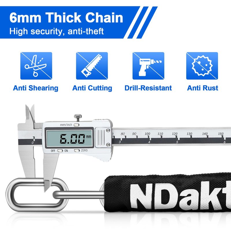 NDakter Bike Chain Lock, 5 Digit Combination Heavy Duty Anti Theft Bicycle Chain Lock, 3.2/4.27/5Ft Long Security Resettable Bike Locks for Bike, Bicycle, Scooter, Motorcycle, Door, Gate, Fence