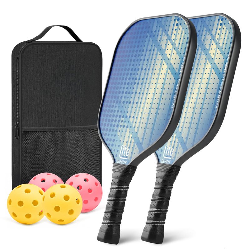 Carbon Fiber Pickleball Paddles Set of 2 – Lightweight Pickleball Paddle Rackets 2 Pack with 4 Pickleball Balls & Bag | Durable Pickleballs Starter Set Kit | Pickle Ball Paddles for Men, Women & Kids