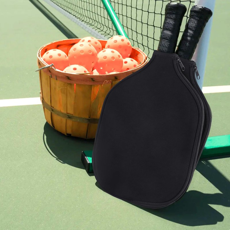 AEXHOT 2 PCS Pickleball Paddle Covers, Durable Neoprene Paddle Cover Universal 8.26 x 11.8Inch Zippered Universal Racket Sleeve Paddle Storage Bag, Fits USAPA Standard Pickleball Racquets (Black)