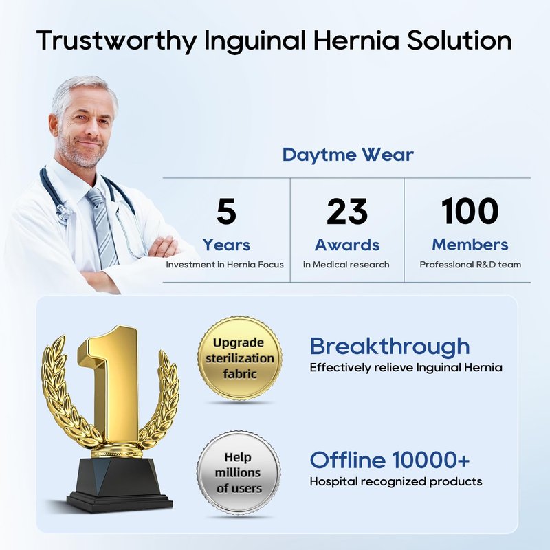 Awojrsky Hernia Belts for Men Inguinal, Hernia Support for Women and Men, Hernia Truss for Left or Right Side, Groin Belt, Adjustable Waist Strap with Removable Compression Pads