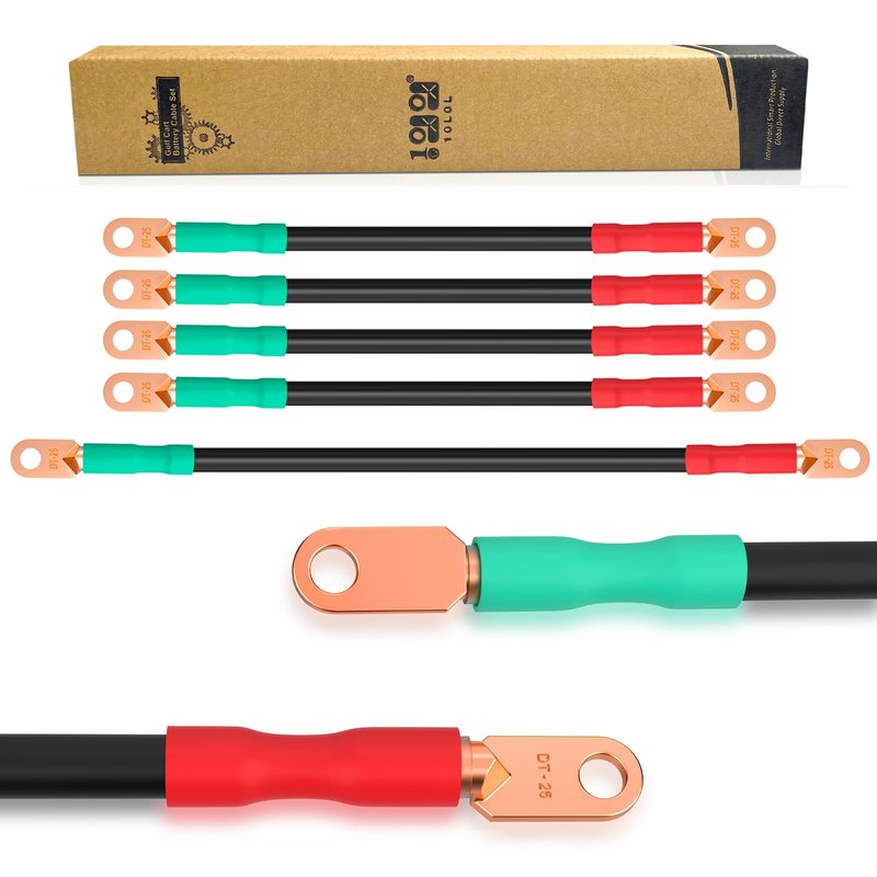 10L0L 4 AWG Golf Cart Battery Cable Kit for EZGO TXT/Medalist 1994-Up, 36V/48V Battery Wiring Set, Pure Copper Cables with Tinned Ring Lugs, PVC Jacket, 5-Piece Replacement Kit