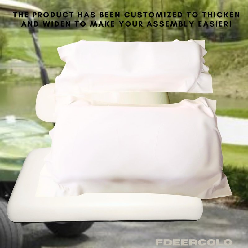 FDEERCOLO for Club Car DS2000.5-Up Golf Cart Front Seat Covers and Backrest Leather Replacement. (Thermoformed/OEM Match) (Ivory White)