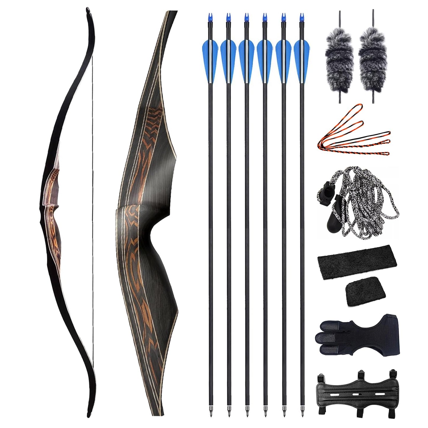 DEERACE 60" Ranger Longbow Traditional One Piece Bow, 25-60 Lbs Right Hand Wooden Hunting Bow