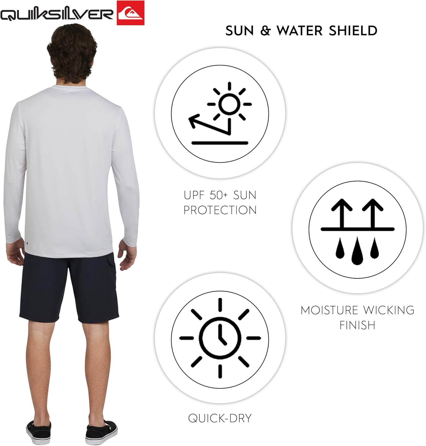 Quiksilver Men's UPF 50 Long Sleeve Rash Guard Swim Shirt - Regular Fit | Sizes S-XXL
