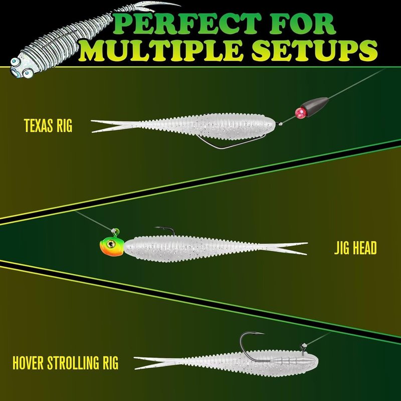 Soft Plastic Fishing Baits - 20/30/40PCS Forked Tail Lures for Bass, Walleye, Trout | 3in/3.5in/4in Sizes