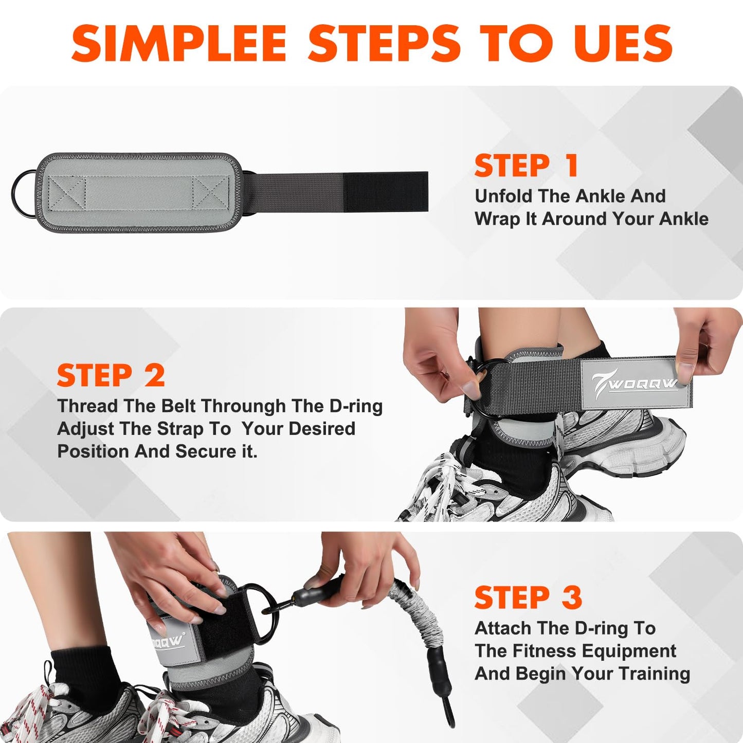 Ankle Resistance Bands with Cuffs, Ankle Bands for Working Out, Ankle Resistance Band for Leg, Glutes Workout Equipment, Booty Workout Equipment for Kickbacks Hip Fitness Training