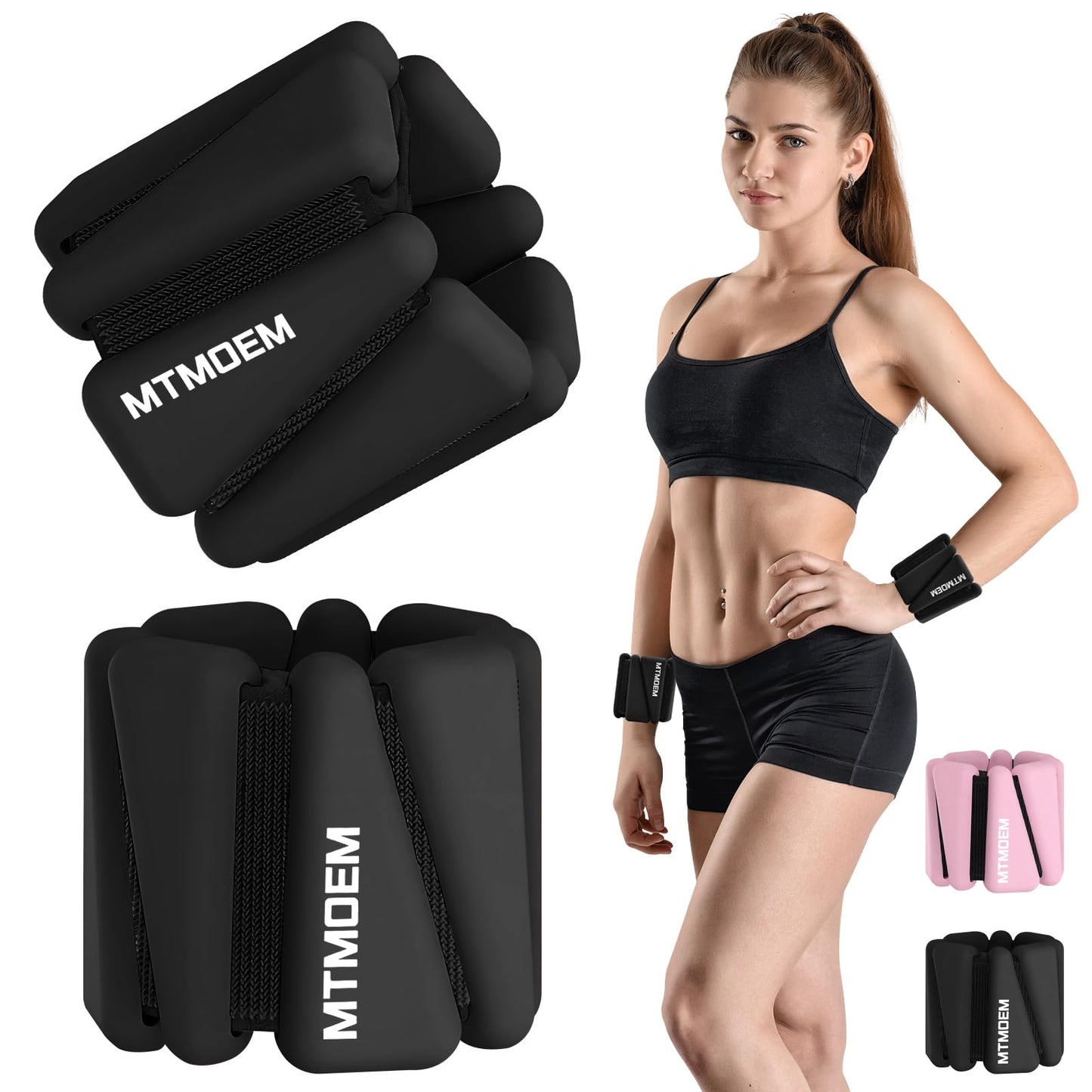 Wrist Ankle Weights for Women Men, Adjustable Silicone Weighted Bangles 2 Lbs Each, Wrist Weights Perfect for Walking, Pilates, Yoga, Barre, Pool, Exercises,Strength Training and Gym (Set of 2)