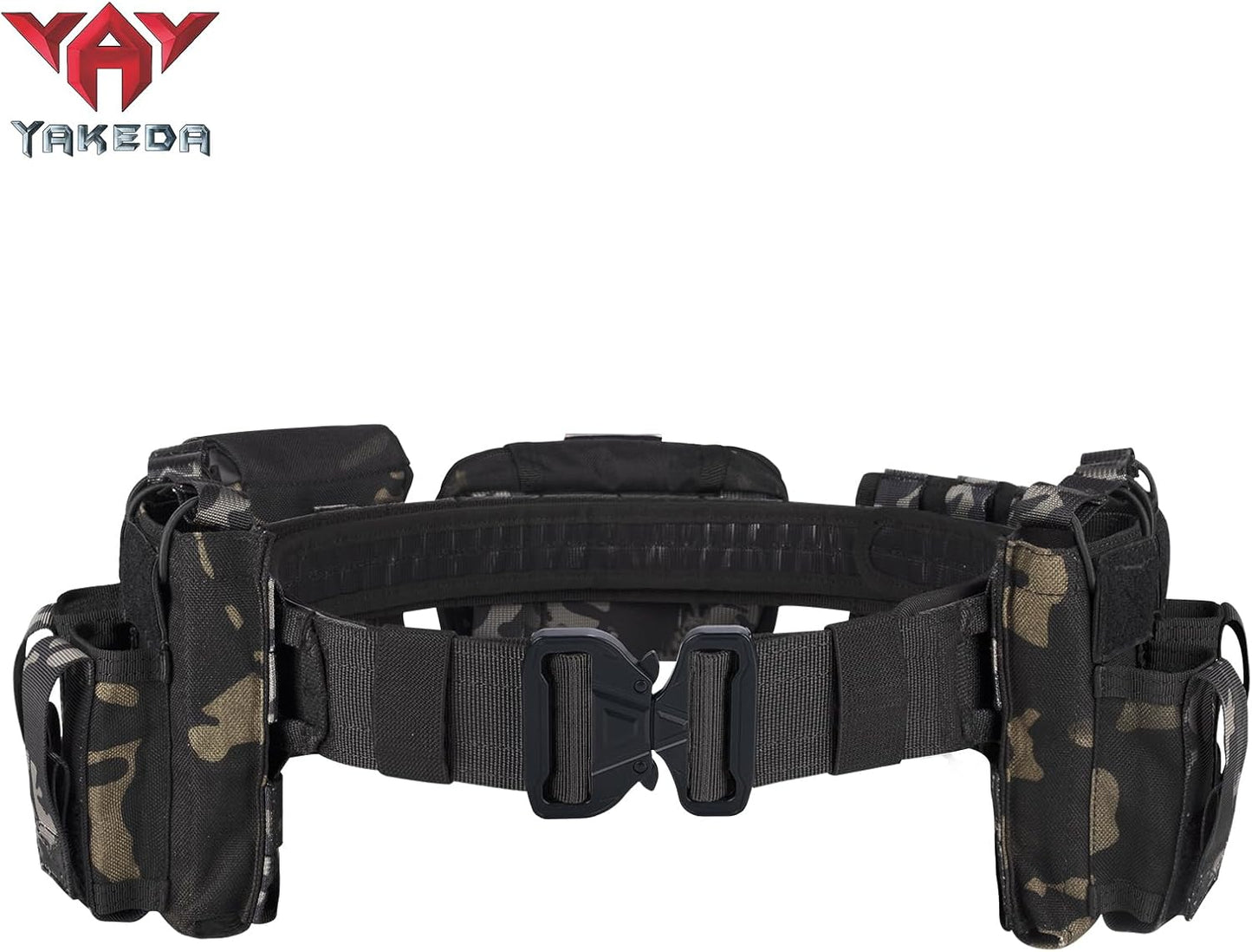 Tactical Battle Belts for Men - Heavy Duty Quick Release Airsoft Belt with 7 Pouches | Adjustable Size
