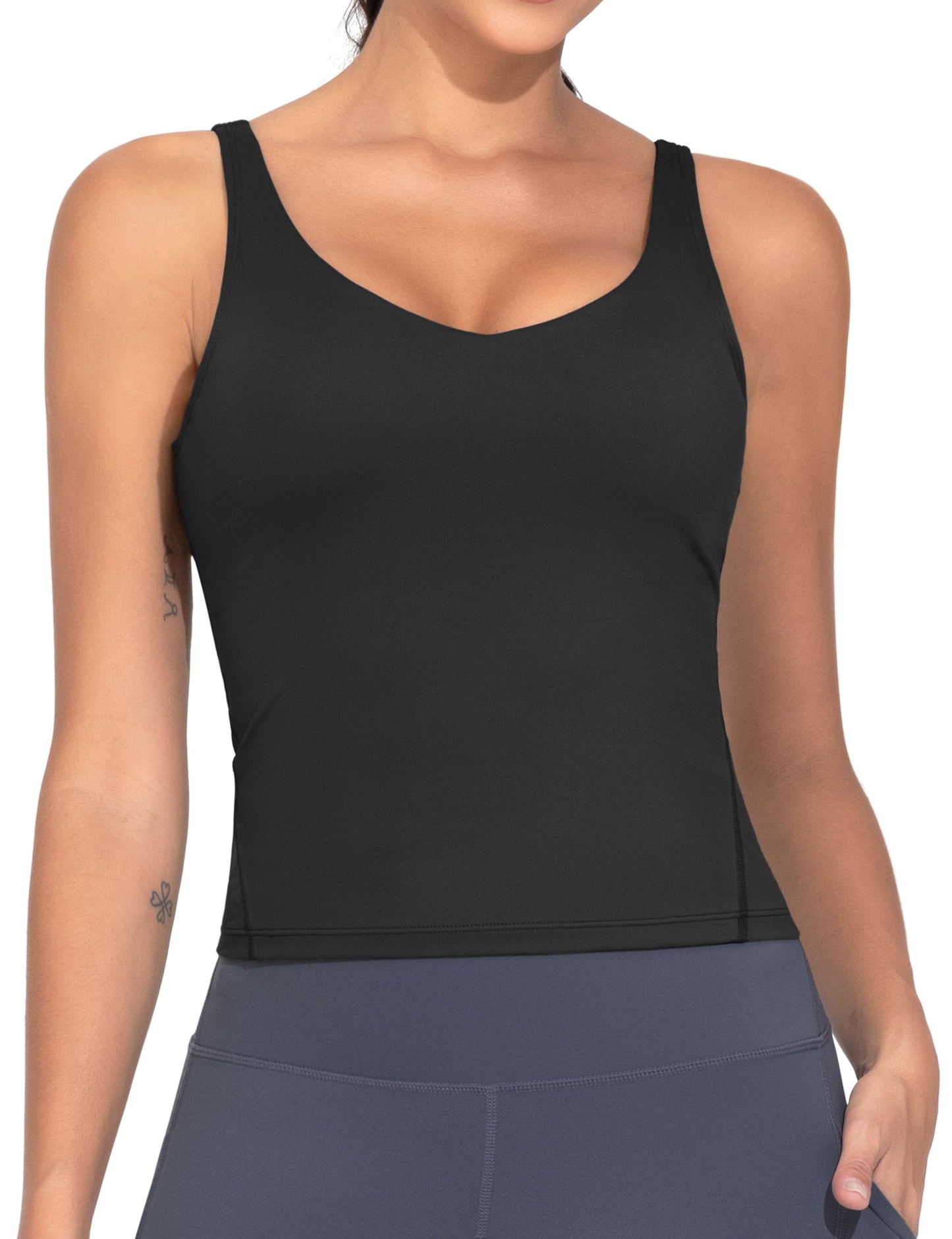 THE GYM PEOPLE Women's Longline Sports Bra Wirefree Workout Yoga Tank Tops