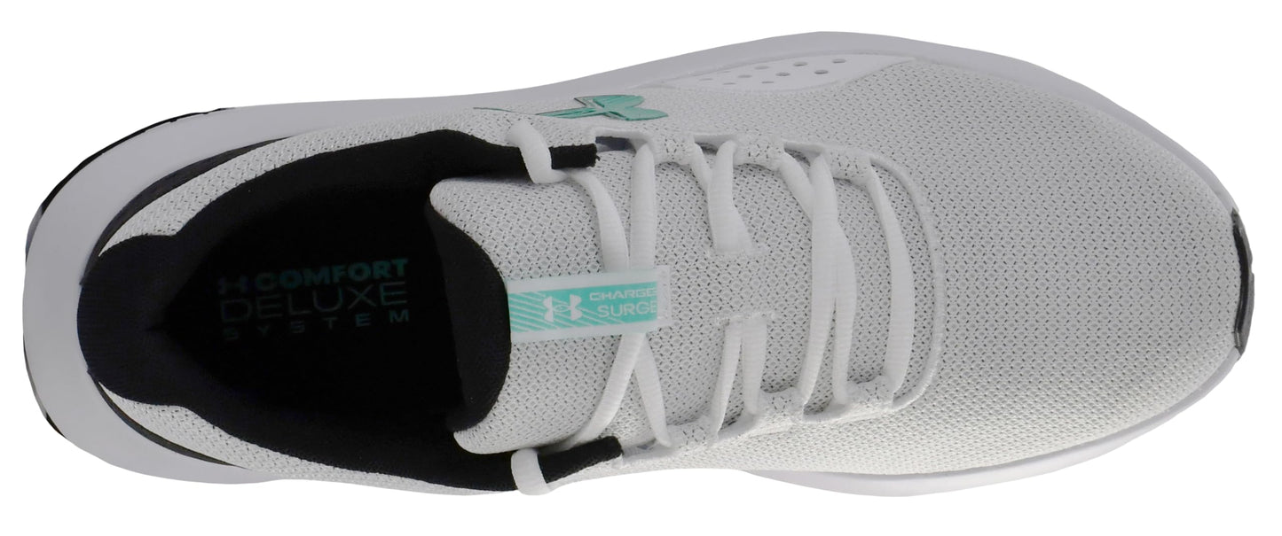 Under Armour Men's Charged Rogue 4 Sneaker, White/Black/Green Mode, 11.5