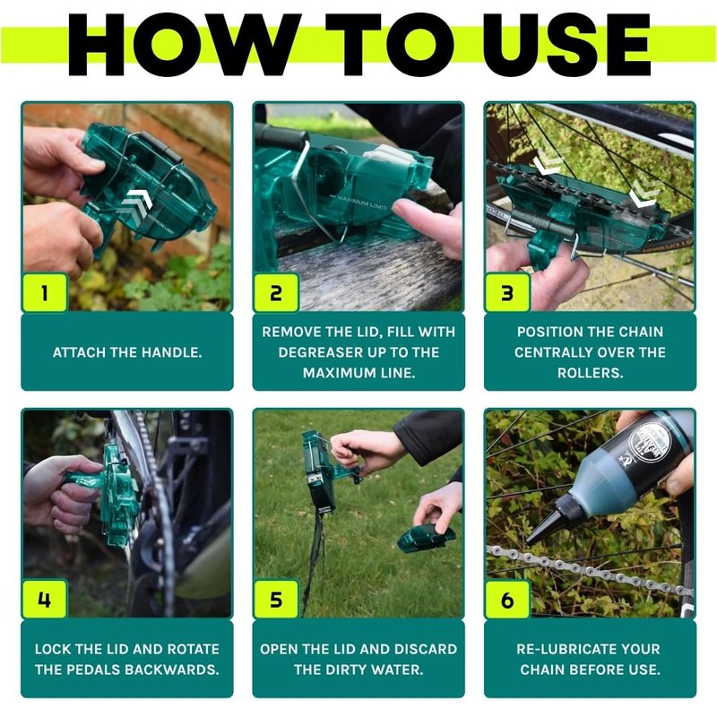 VeloChampion Green Handheld Bike Chain Cleaning Tool | No Chain Removal Needed | Durable Easy To Use for Through Bicycle Chain Maintenance