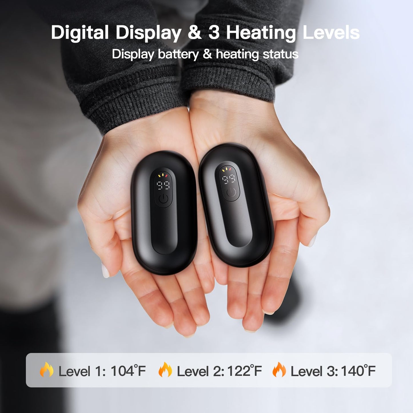 coldSky Hand Warmers Rechargeable 2 Pack, Magnetic Electric Hand Warmer with Digital Display, Reusable Handwarmers Heat Up to 140℉, Portable Pocket Heater Warm Gift for Outdoors, Camping, Hunting