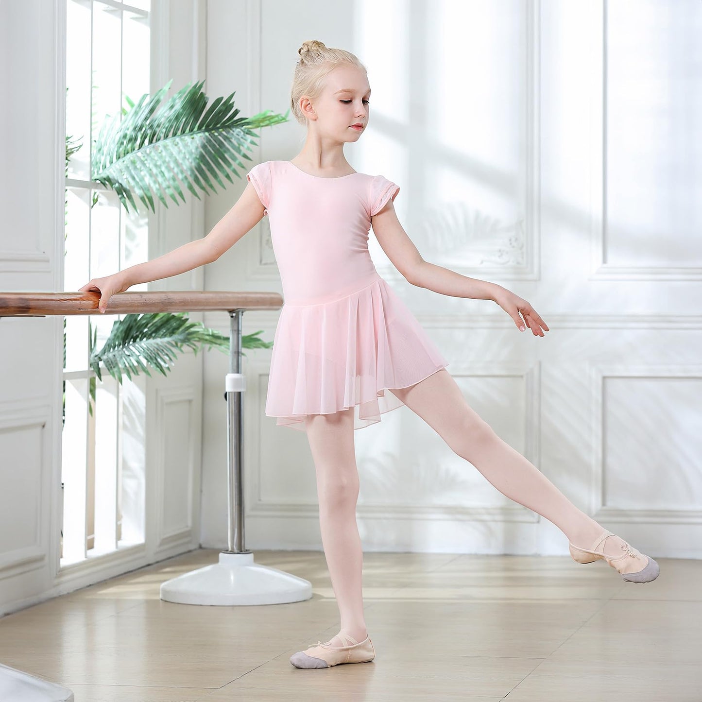DIPUG Ballet Tights for Girls Dance Tights Toddler Thick Soft Footed Kids Pink Stockings Size 2t 3t, 1 Pack