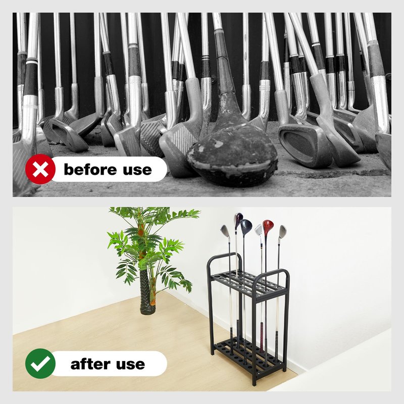 Hicarer 27 Hole Golf Club Holder Metal Golf Club Organizer Stand Rack Putter Stand Display for Indoor and Outdoor Use Home, Black