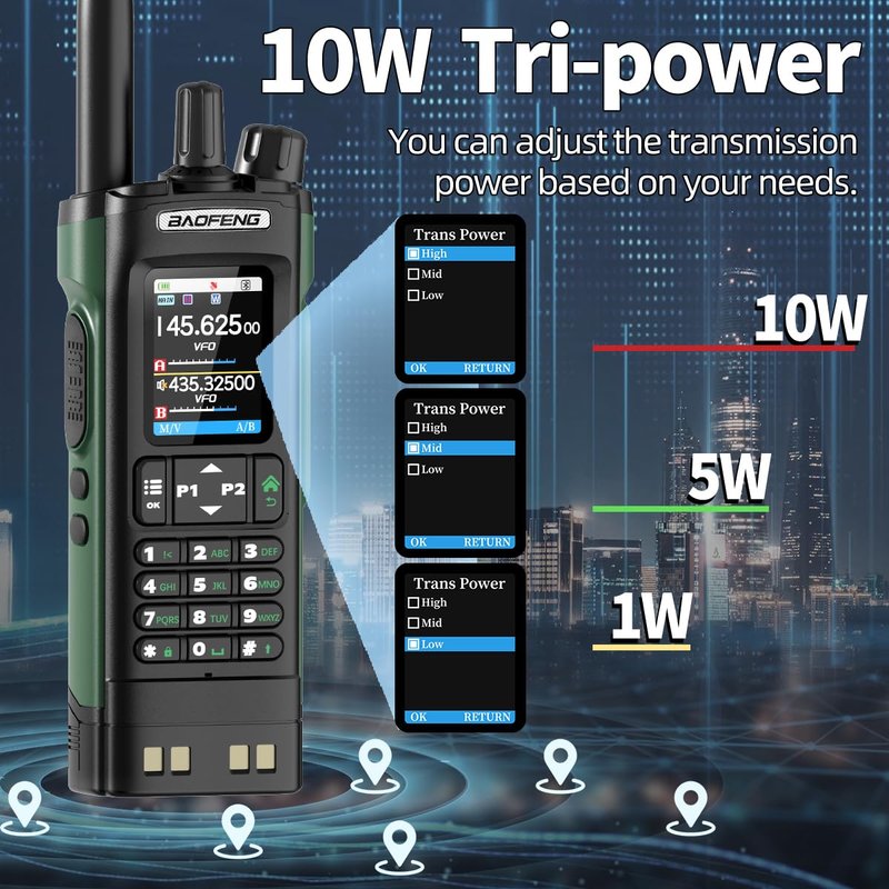 BAOFENG UV-32 Ham Radio Long Range 10W Rechargeable Walkie Talkies UV32 5RM K5 Handheld Two Way Radio NOAA Weather Radio with GPS,APP Programming,Copy Frequency,USB-C Charging for Survival Gear