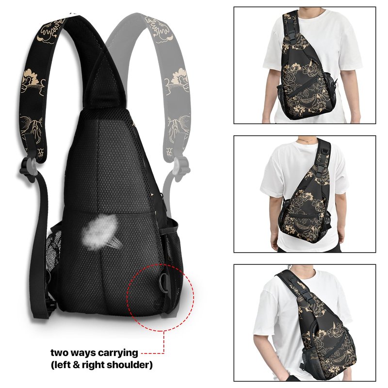 Yamegoun Skull Sling Bag Travel Sling Backpack Crossbody Bag Shoulder Pack Hiking chest Daypack for Women Men Waterproof Adjustable Lightweight Cycling Runners Climbing