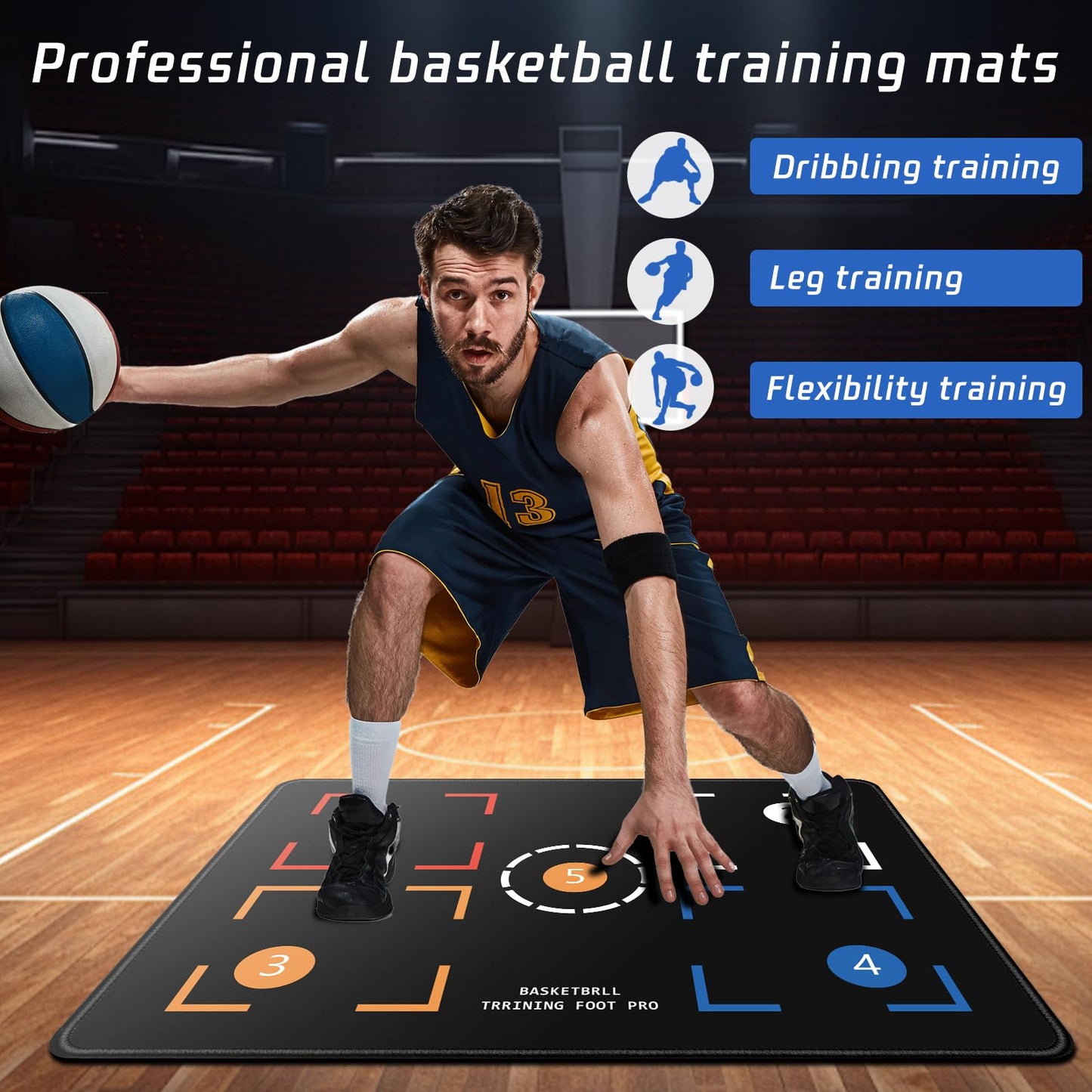 2F22E Presents Basketball Footstep Training Mat, Basketball Footwork Mats for Training, Basketball Train Mat for All Levels - Portable Non-Slip Equipment to Enhance Agility, Jumps and Control