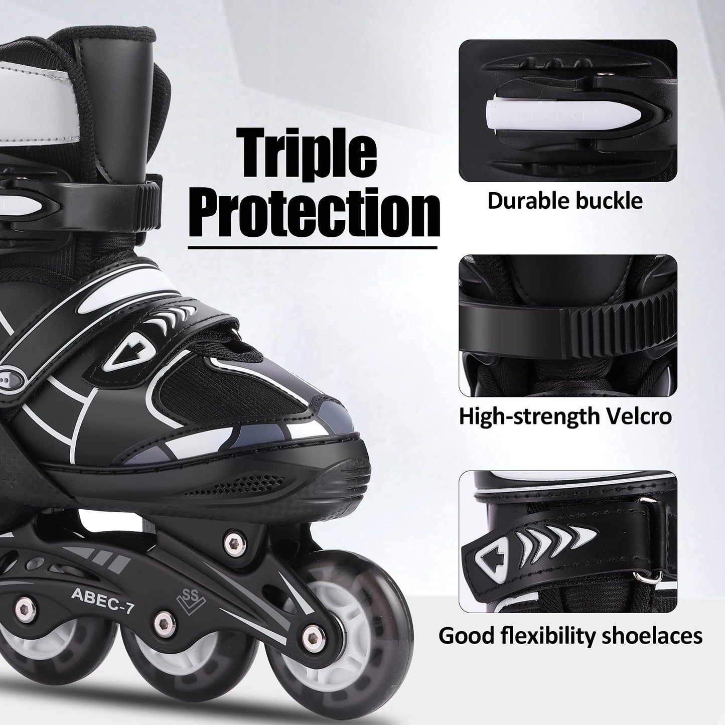 WeSkate Adjustable Inline Skates for Boys, Christmas Boys Gift with Kids Light Up Inline Skates for Children Toddlers