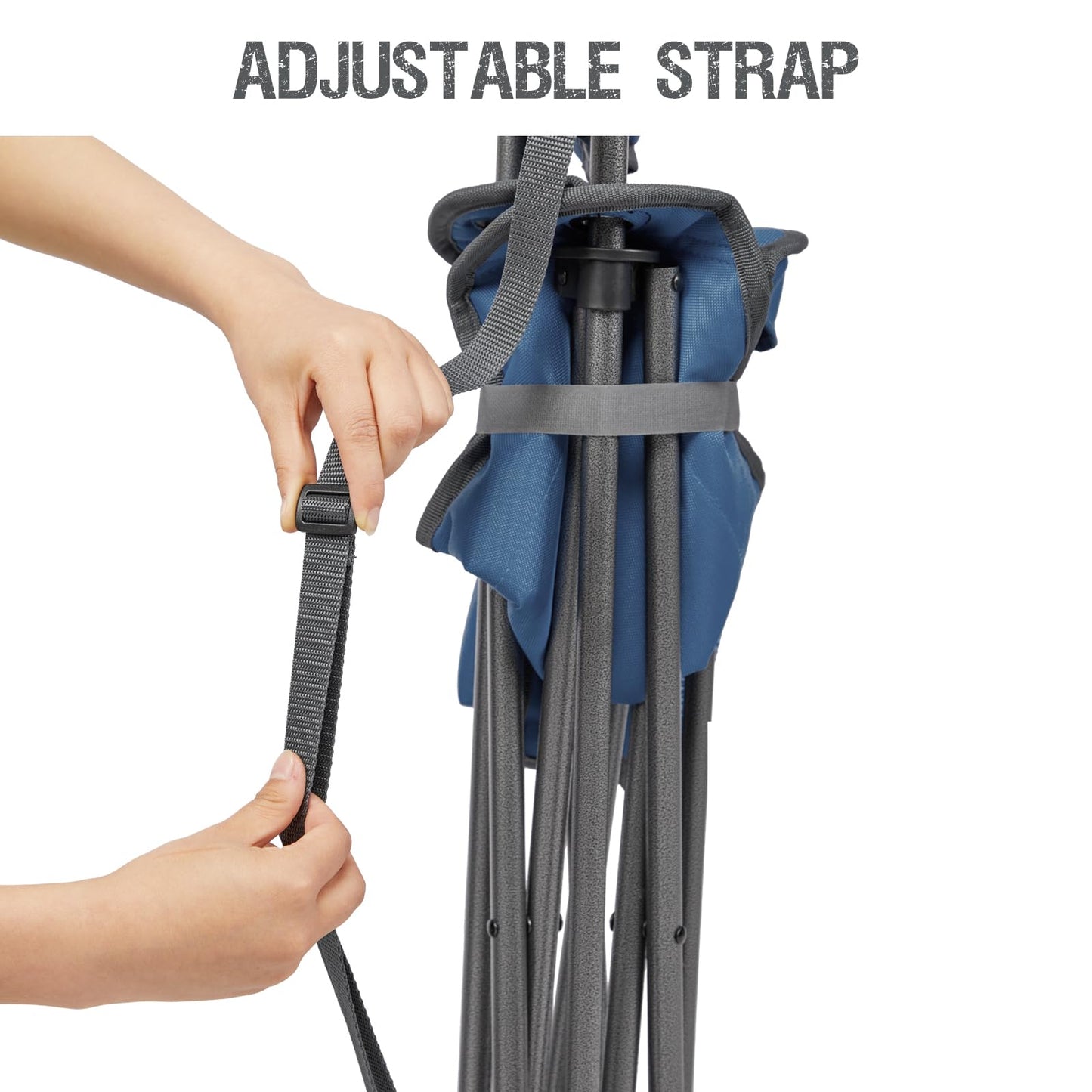 PORTAL Extra Large Quick Folding Tripod Stool with Backrest Fishing Camping Chair with Carry Strap, Blue