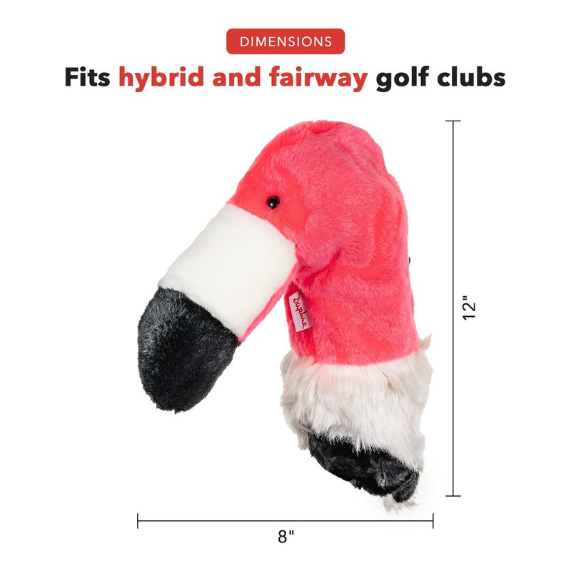 Daphne's Headcovers Flamingo Hybrid Headcover | Premium Hybrid and Fairway Wood Headcovers | Funny Golf Club Covers | Stylish Protection for Club | Men's Golf Gear | Hybrid Headcover for Men and Women