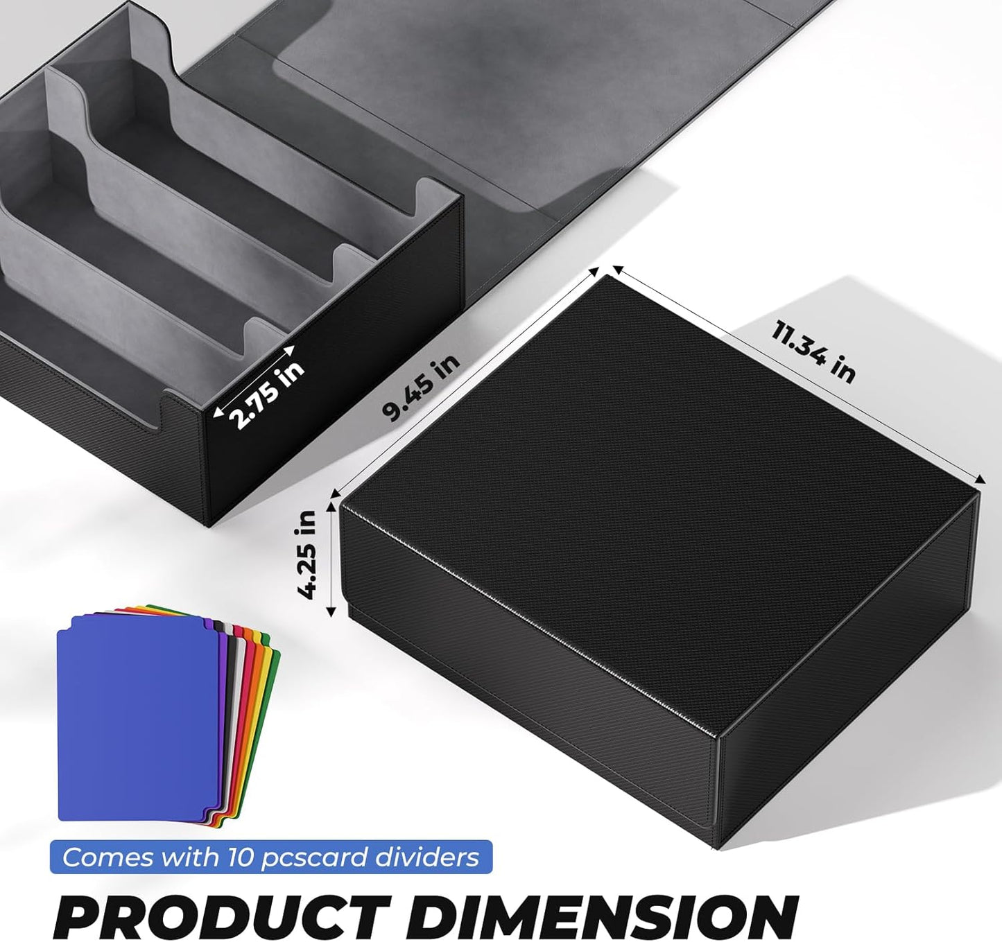 MaxGear Trading Card Deck Box - PU Leather Storage Case for 1800+ Sleeved Cards | Magnetic Closure, Fits YuGiOh, MTG, TCG, Sports Cards, Black