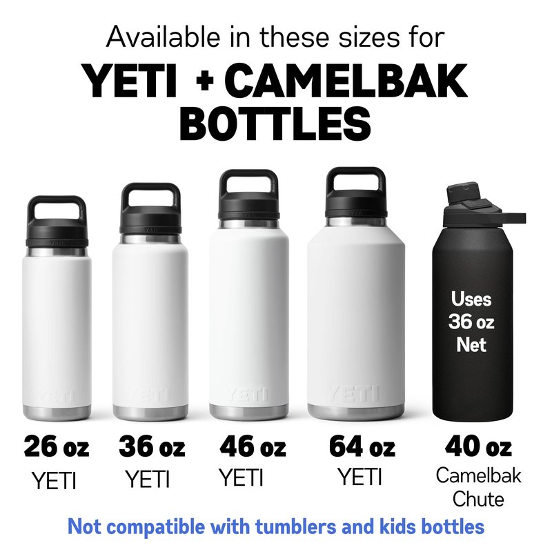 Gearproz HydroNet Carry Bag with Handle and Shoulder Strap for YETI Rambler Bottles and Camelbak Water Bottles, Tumbler Accessories for Men Women Hiking Camping Travelling (36 oz, Black)