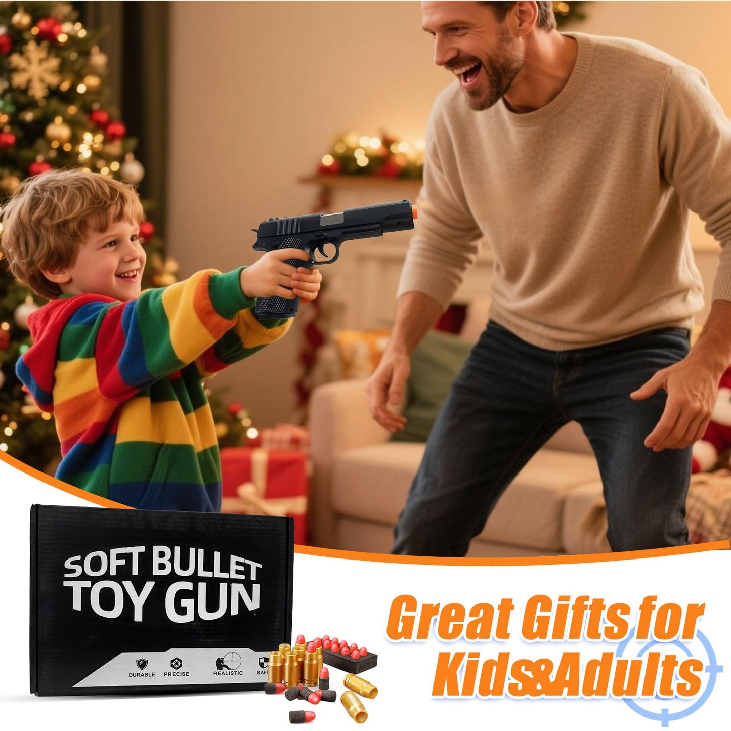 Toy Blaster for Kids with Shell Ejection - 40 Shells, 50 Foam Bullets & 2 Mags - Safe Foam Blaster for Outdoor Target Play