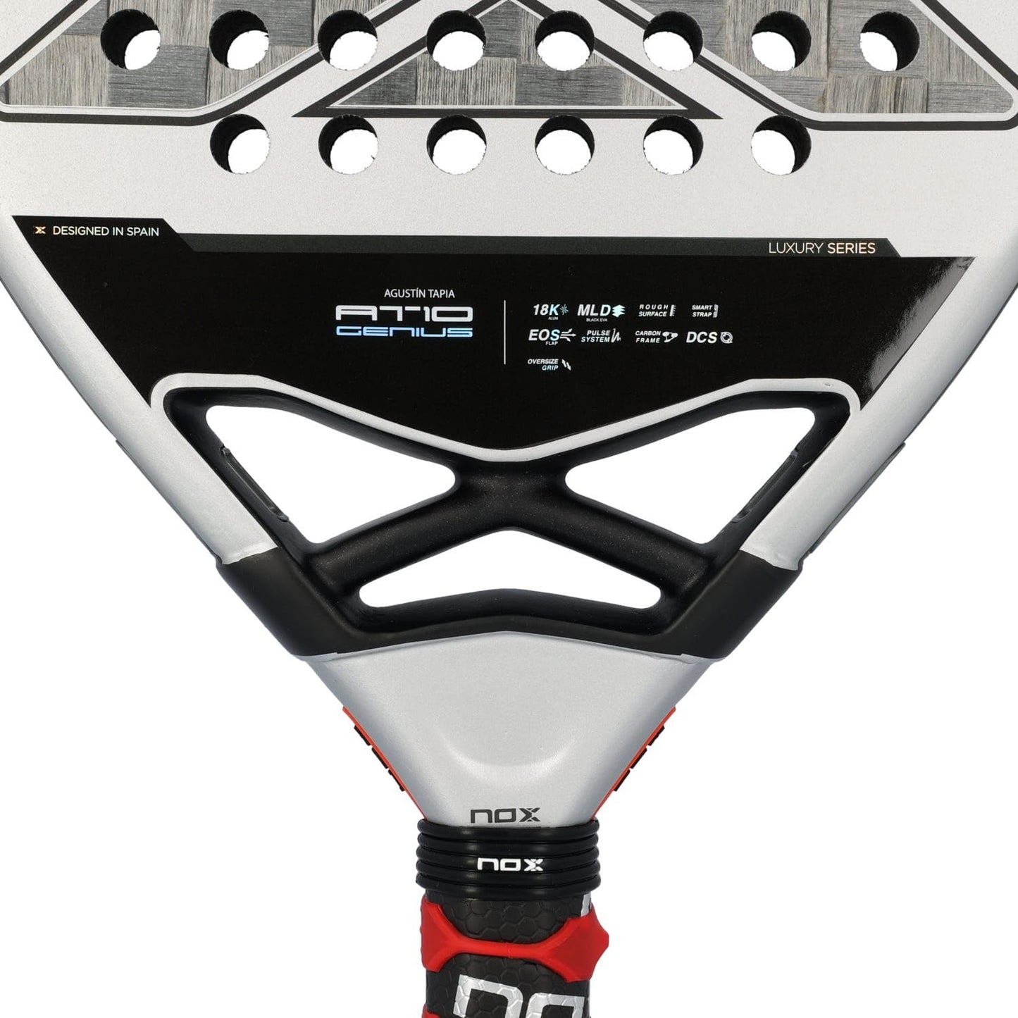 Padel Racket AT10 by Agustin Tapia 2024 | Luxury Series Teardrop Pala Padel | EOS Flap Aerodynamics & Custom Grip Technology | 18K Aluminized Carbon with MLD Black Eva Core | Advanced Pala de Padel