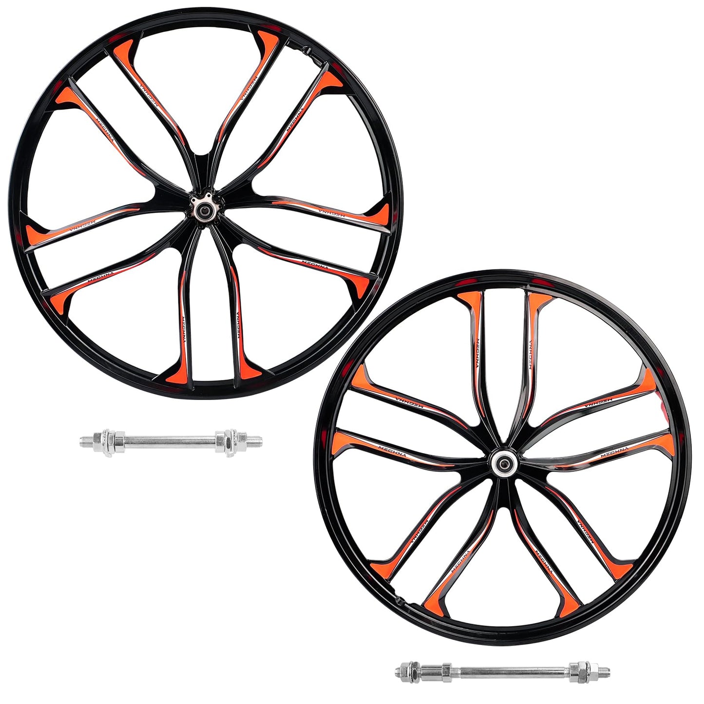 26 Inch Mountain Bike Wheelset, Lightweight Aluminum Alloy Disc Brake Wheels, 10 Spokes, 7-12 Speeds Threaded Freewheel, Universal Fit for 6 Bolts Disc Brake Mountain/Folding/Cruiser/BMX/Kids Bike
