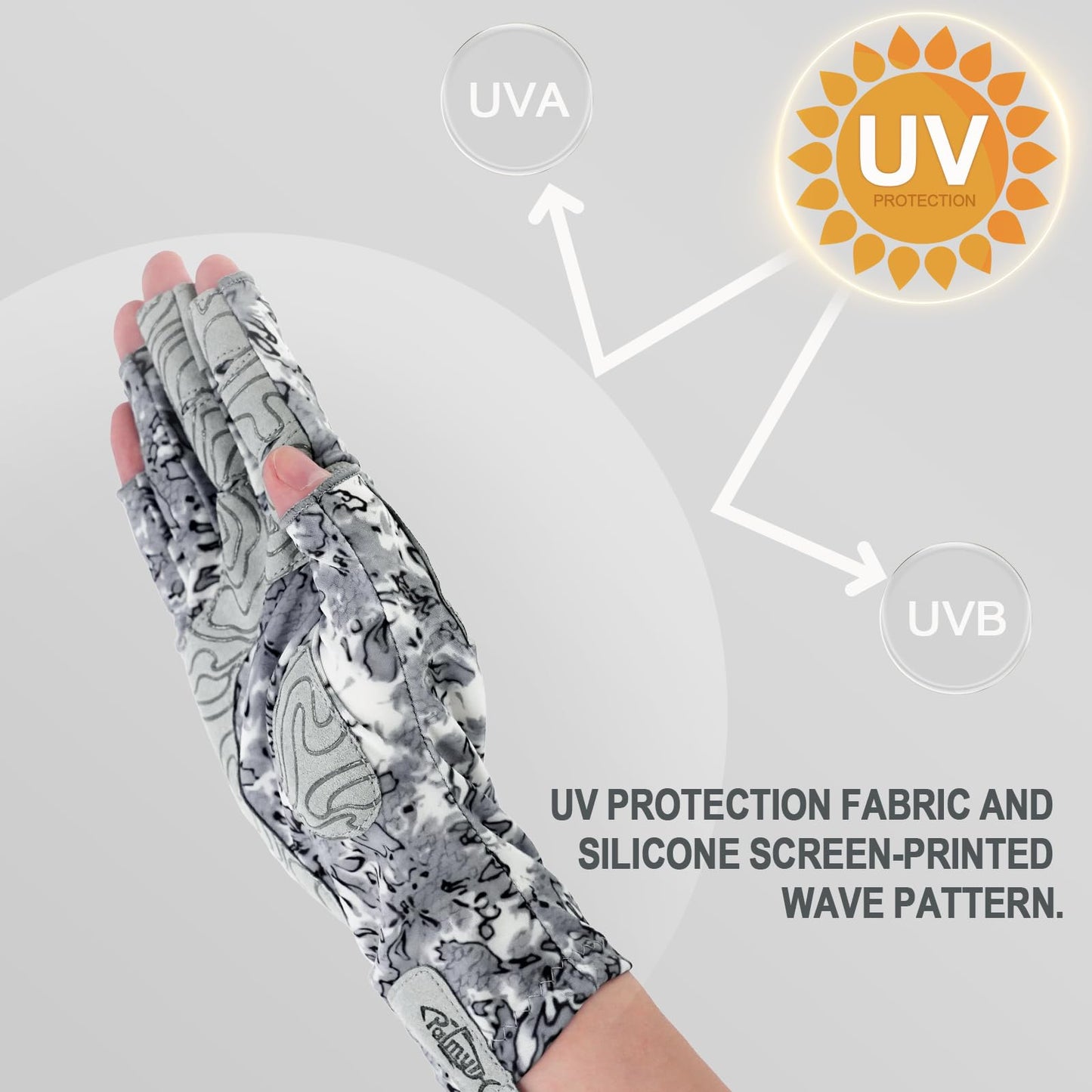 Palmyth UV Protection Fishing Fingerless Gloves UPF50+ Sun Gloves Men Women