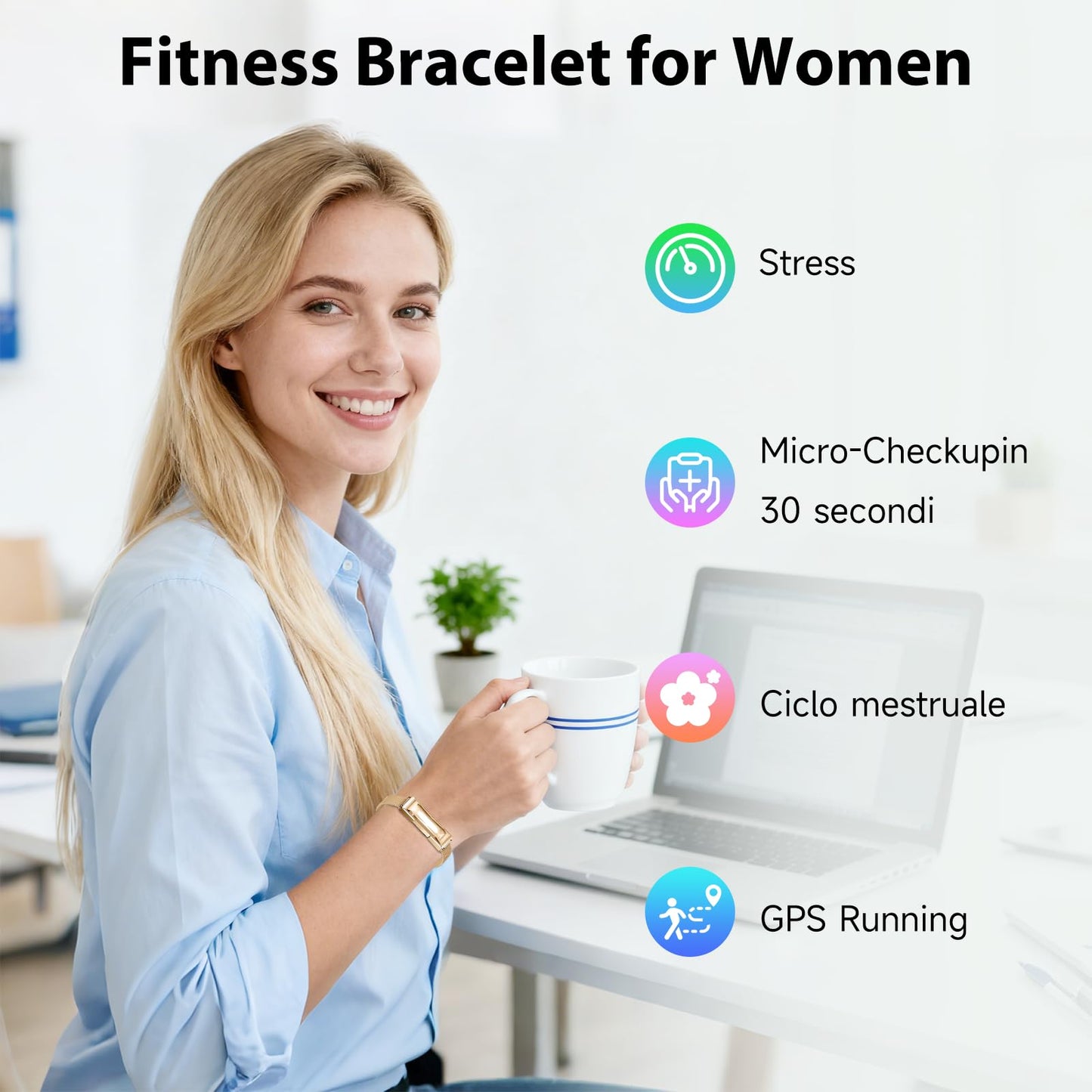 Lgnitek Activity Tracker for Women, Health and Fitness Wearable with 24/7 HRV/Heart Rate/SPO₂/Sleep Monitor and 35 Sports Modes, Menstrual Cycle Insights IP68 iOS Android