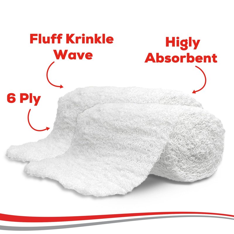 HEALQU Kerlix Type Gauze Bandage Rolls - 4 ½ in x 4.1 Yds, 6 Ply - 24 Single Sterile Pocuhes - Extra Absorbency, Latex Free, Hospital Grade Cotton Krinkle Fluff Bandage Wrap - Wound Care & First Aid