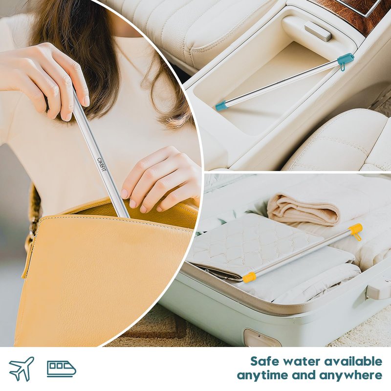 Personal Survival Straw.316L Stainless Steel Reusable Water Filter Straw Portable Water Purifier Straw for Camping Hiking Backpacking Travel, Emergency Survival Gear（ Dark Green,1 Pcs）