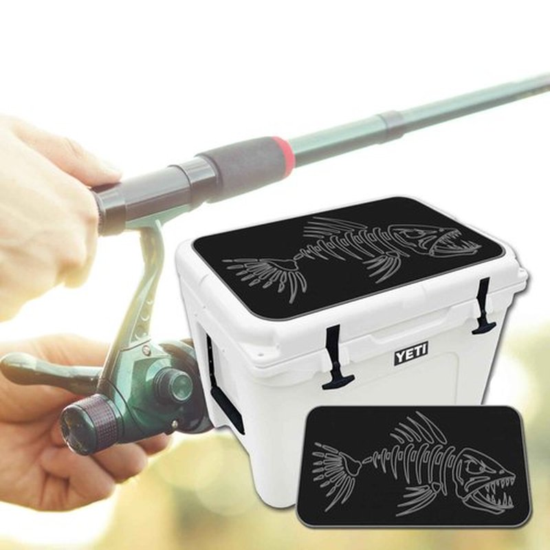 USATuff SeaDek EVA Mat Cooler Pad fits YETI 35 Tundra | Peel & Stick Application | Non Slip Comfort Accessories - Bonefish Skeleton (Black-StormGray)