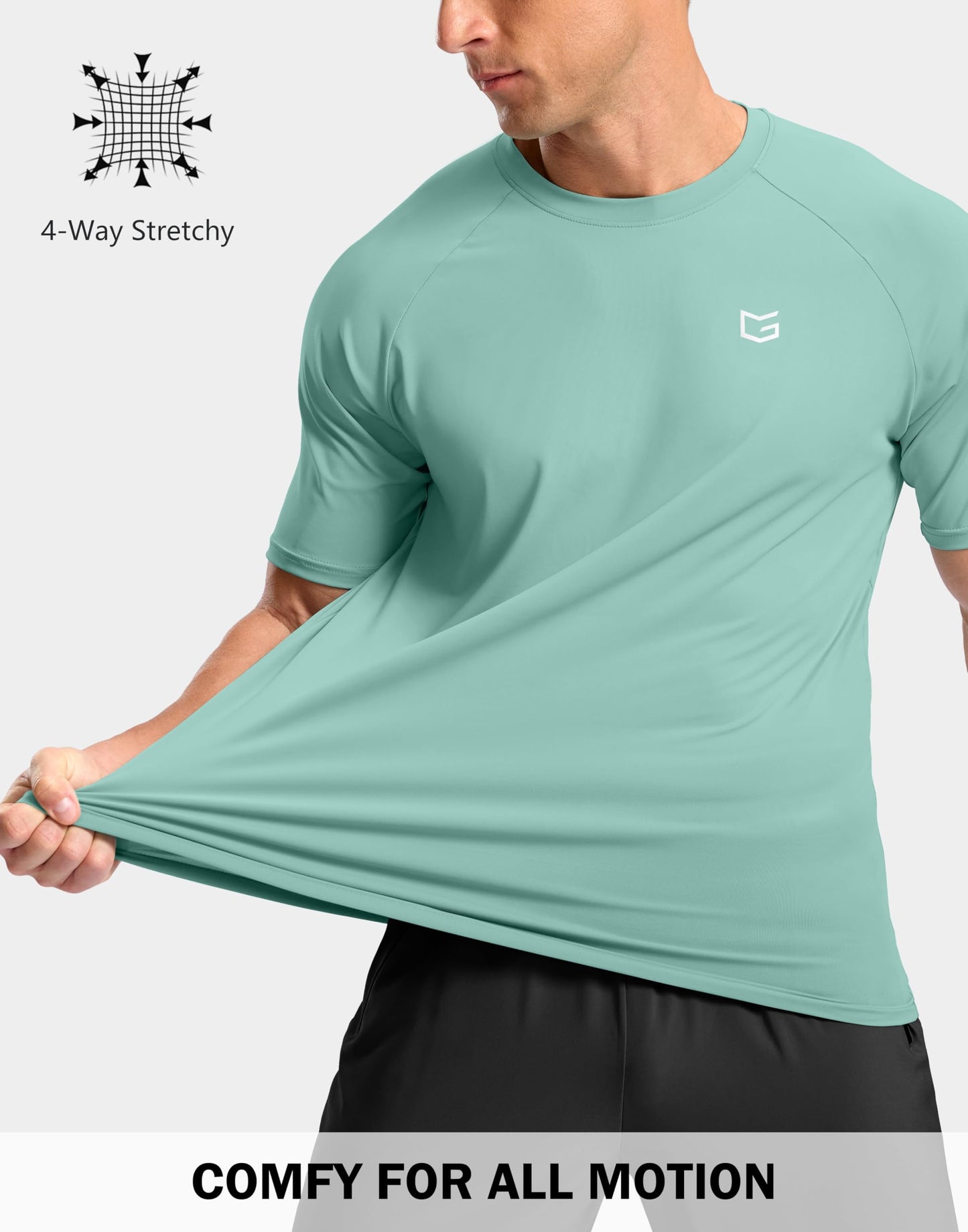 G Gradual Men's Athletic Workout T-Shirts Moisture Wicking Cooling Running Shirts Short Sleeve Performance Tee for Gym Tennis(Jasmine Green,XXL)