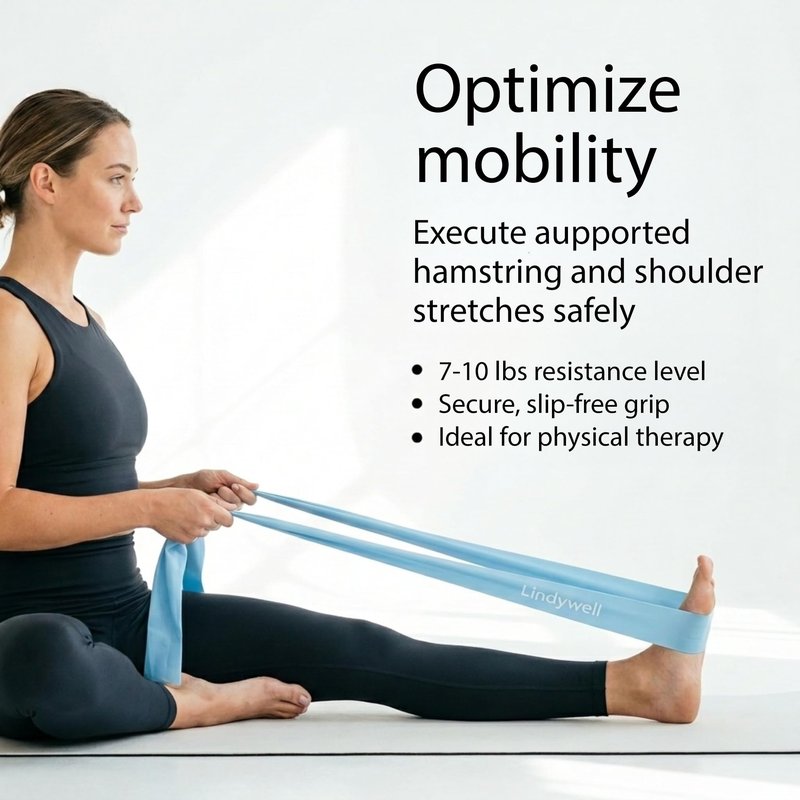 Lindywell Non Latex Resistance Bands for Working Out – Exercise Bands to Increase Flexibility & Build Strength – Physical Therapy Stretch Fitness Band – Workout Band for Men & Women, Blue