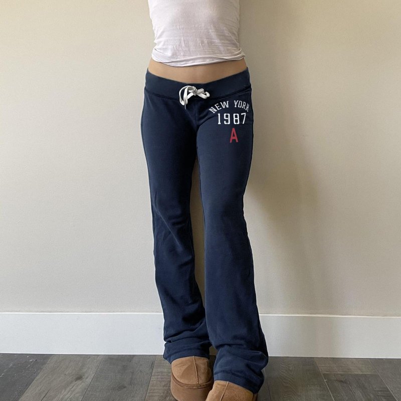 Bosloga Low Rise Sweatpants Women Casual Drawstring Track Pants Y2K Baggy Wide Leg Streetwear Drawstring Sweatpants (Medium,DarkBlue)