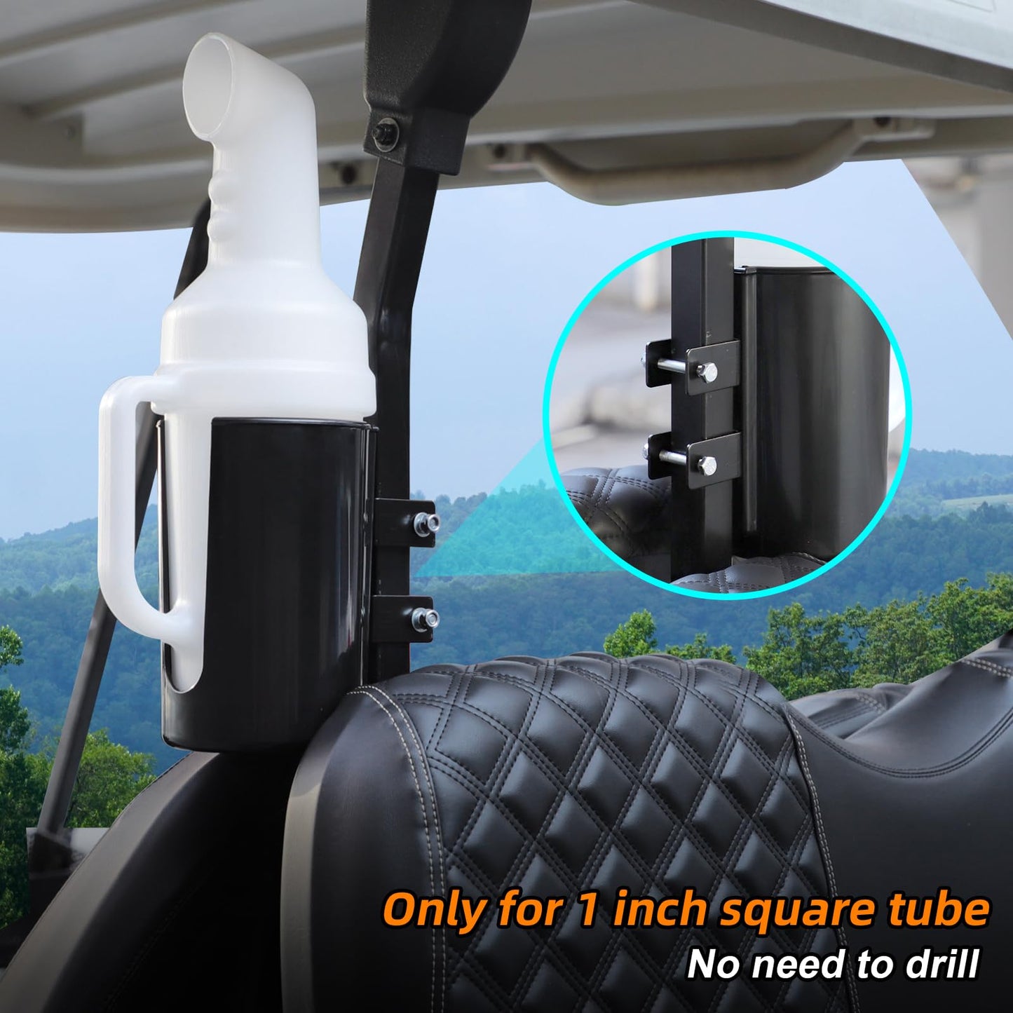 Roykaw Golf Cart Sand Bottle Sand Pot with Holder Universal Divot Filler Sand Bottle Compatible with EZGO, Club Car and Yamaha Models, Large Volume & No Drilling Required, Included Mounting Components