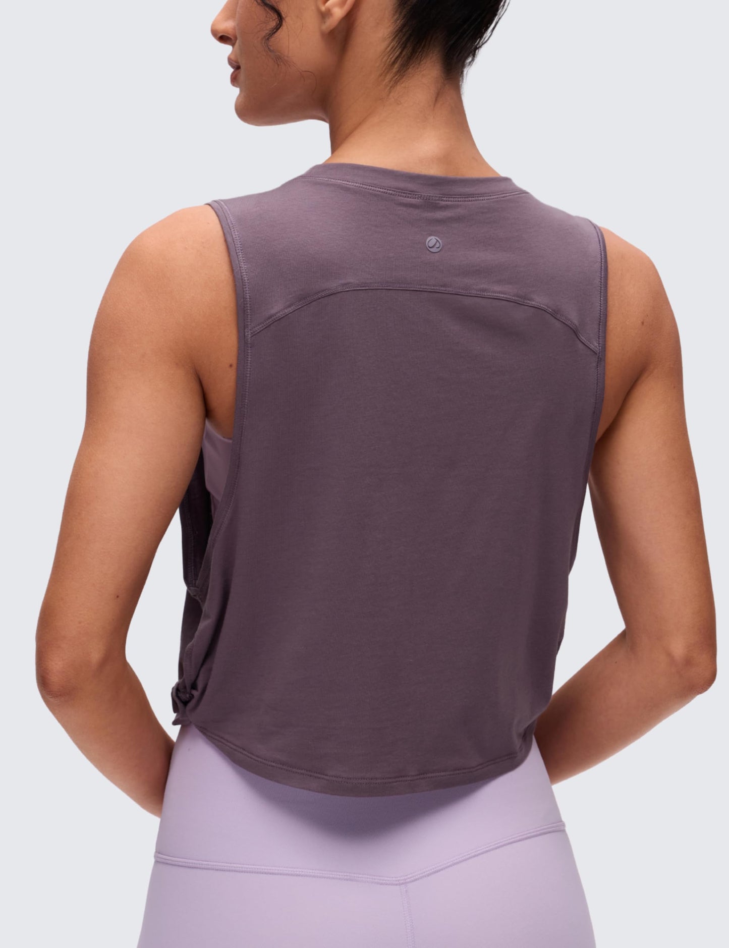 CRZ YOGA Pima Cotton Large Armhole Tank Tops for Women - Workout Sport Athletic Yoga Running Gym Loose Crop Sleeveless Shirts Purple Gray Large