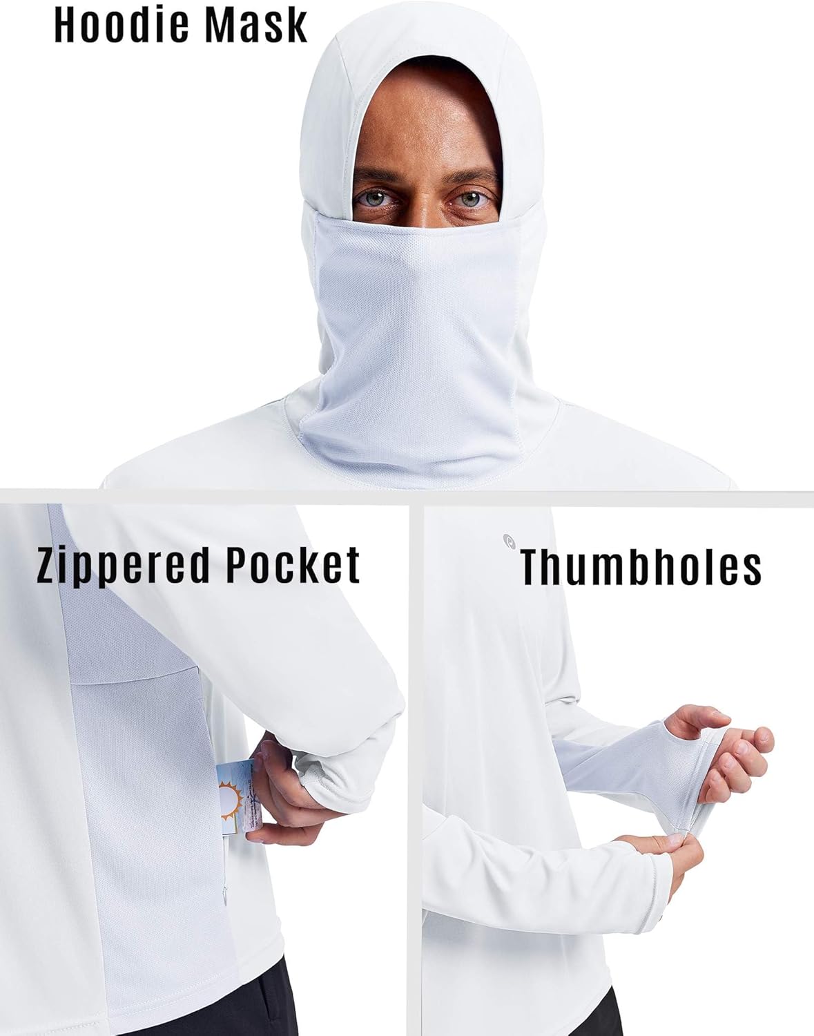 UPF 50+ Sun Protection Hoodie for Men - Quick Dry Long Sleeve Fishing & Hiking Shirt | Lightweight UV Rash Guard