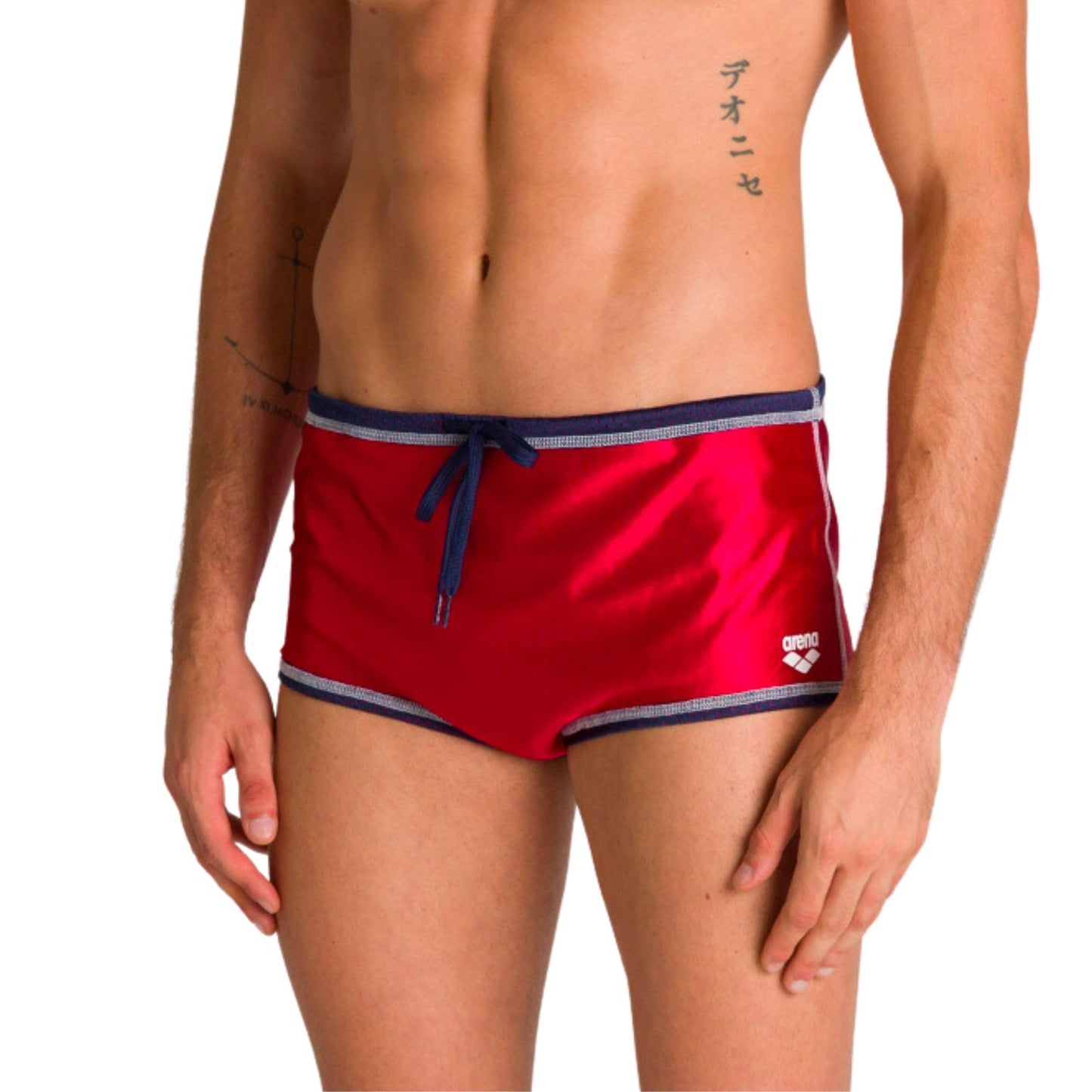 ARENA Men's Reversible Drag Suit Swim Short Square Leg Swimsuit Resistance Pool Training Aid for Swimmers, Navy/Red, Size 32