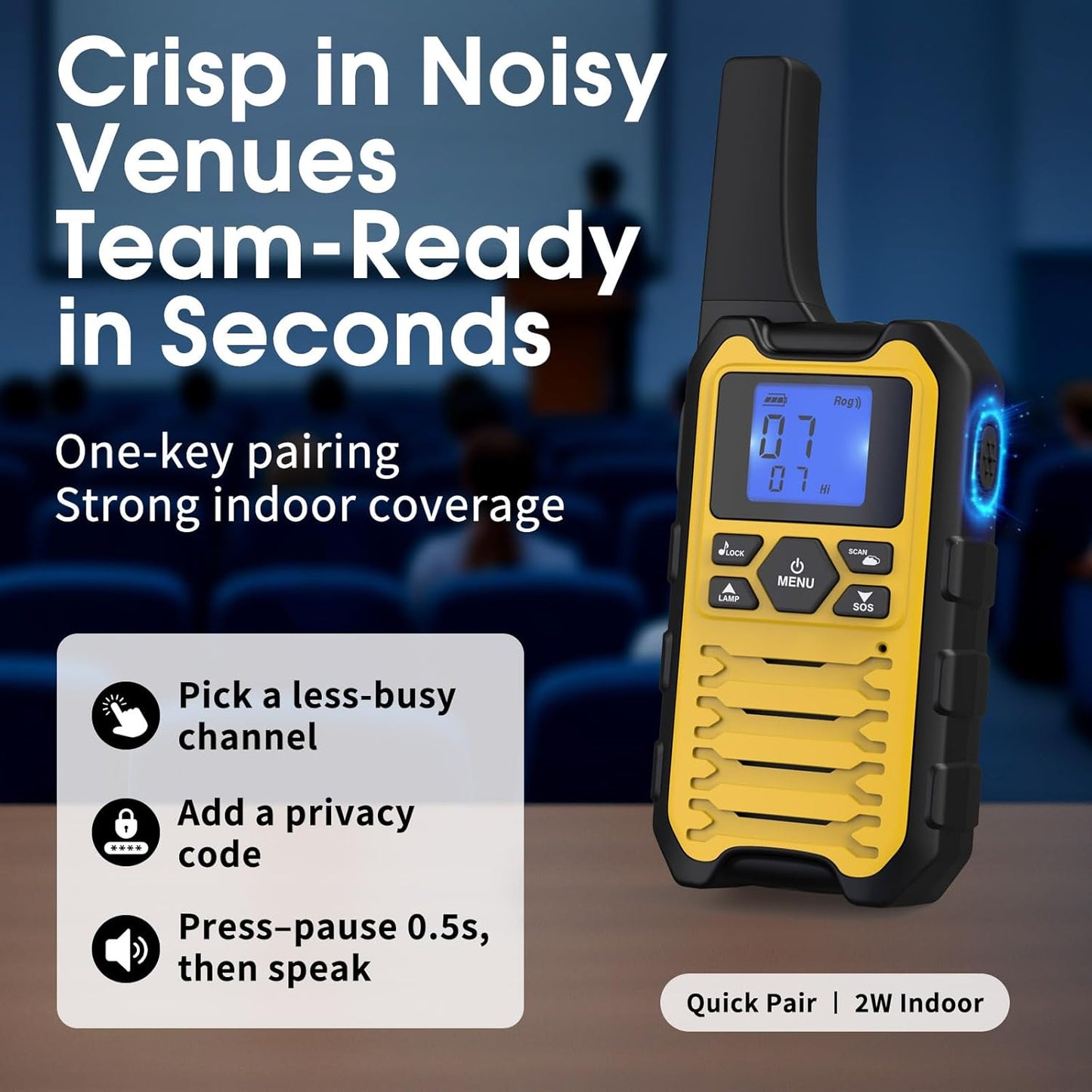 Walkie Talkies Long Range - Rechargeable 6 Pack for Adults | Ideal for Camping, Hunting & Emergency Use
