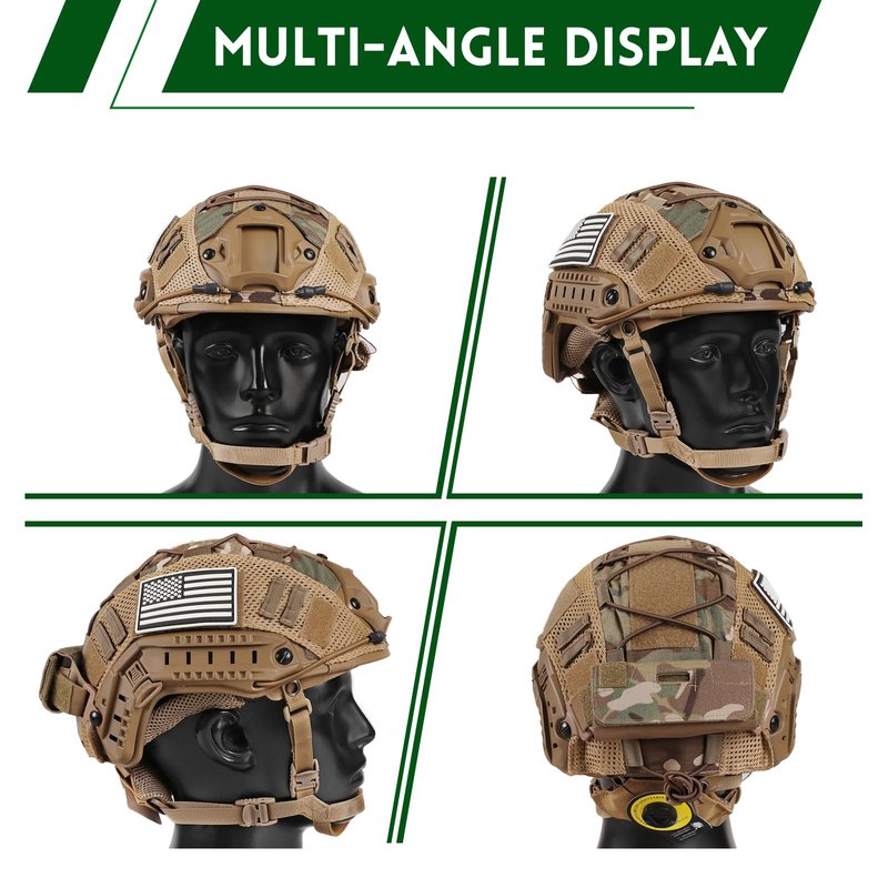 ClrfZebr Adjustable Tactical Helmet with Counterweight Pouch & Cover for Airsoft, Cosplay, Military Gear (CP)