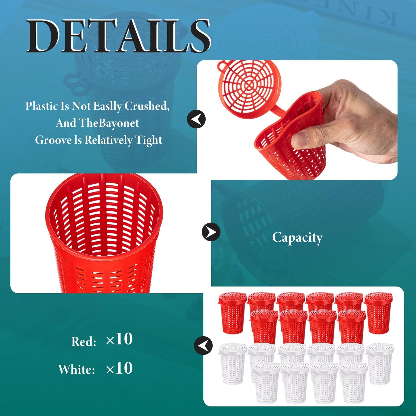 Blushtier 20 Pcs Fishing Bait Cage Trap Fish Lure Feeder Basket Holder Plastic Bait Bucket for Crawfish Minnow Shrimp Earthworm Crab Carp Catfish Traps Cast Net