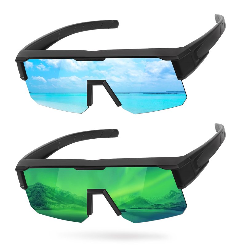 GRFISIA Polarized Fit Over Glasses Sunglasses for Men Women, UV Protection Sports Wrap Around for Driving Cycling Fishing