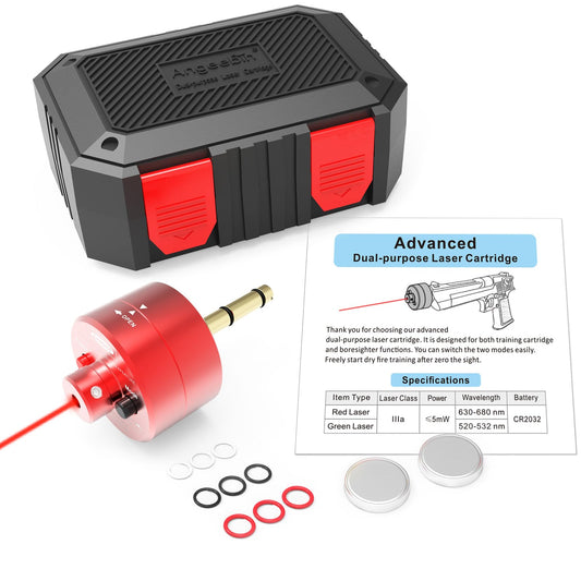 Angeebin Advanced Laser Training Cartridge and Boresighter Two-in-One Dual-Purpose for Cal .22lr/.223/5.56mm to Boresighter and Dry Fire Practice