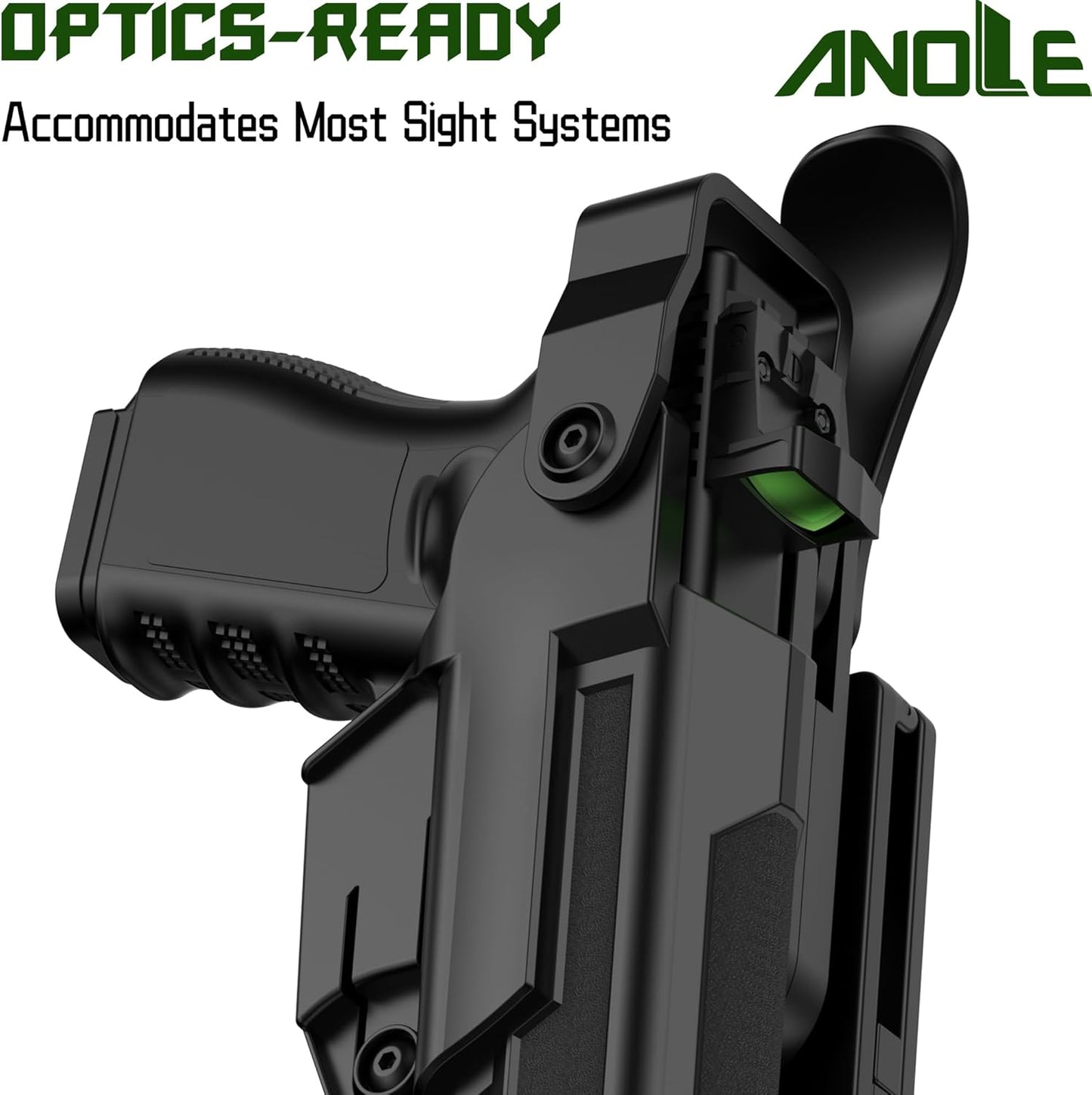 Glock Optic Cut Holster OWB - Level II/III Right Hand Fit for Glock 17, 19, 22, 23, 31, 32, 44, 45 Gen 1-5